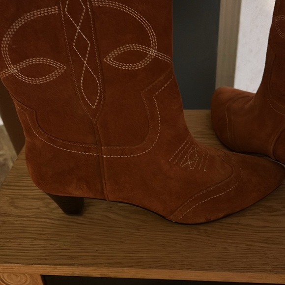 Anthropologie Silent D Taites Cowboy Boots Kitten Heeled Boots Taupe Size 40 - Picture 10 of 13